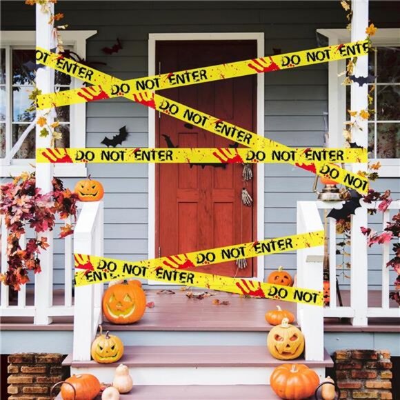 164 Ft Long Halloween Do Not Enter Caution Tape Roll - 3-Inch Wide - Picture 4 of 7